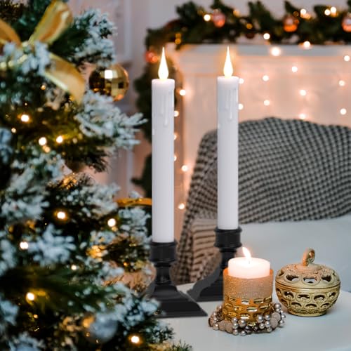 Image of GenSwin Window Candles Battery Operated with Timer, Flameless Taper Candles, Black LED Window Taper Candlesticks Remote, 4 Pack Flameless Candlesticks with Suction Cups for Halloween Christmas Decor