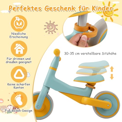 COSTWAY Kinder Laufrad ab 1 Jahr, Lauflernrad höhenverstellbar ohne Pedal, Rutschfahrzeug mit begrenzter Lenkung & 2 Rädern für Jungen Mädchen – Bild 3