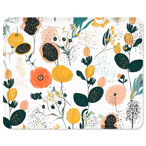 ITNRSIIET Mouse Pad with Stitched Edges, Premium-Textured Mouse Mat Pad, Non-Slip Rubber Base Mousepad for Gaming Laptop Computer & PC 260×210×3mm,Beautiful Flowers and Plants