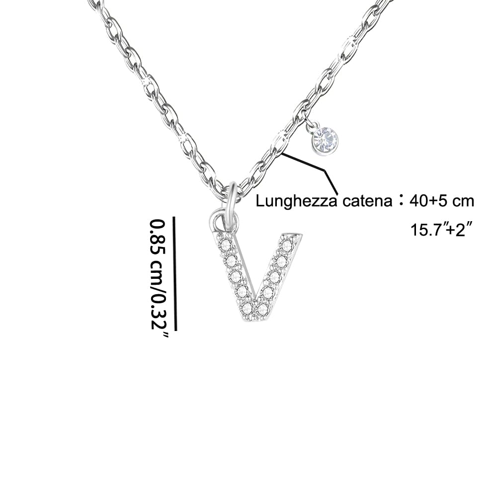 GUOYU 26 Collana Iniziale Lettera di Compleanno da Donne Ragazze, Collana con Lettera in Zirconi d'Argento Ciondolo, Personalizzazione Idee Regalo di Compleanno Celebrazione