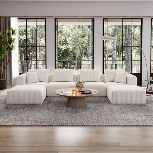 Image of Avenco 141-inch U-Shaped Modular Sectional Couch Sofa with 2 Ottomans