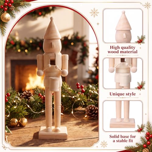 Vercraft 6 Sets Large Christmas Nutcracker Drummer Wood Paint Kit 15 Inch DIY Unfinished Wooden Nutcracker Drummer Figures with Paints, Brushes and Fake White Beards for Painting Craft Xmas Decor by Vercraft - Used condition - Image 3