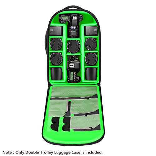 Neewer 2-In-1 Convertible Wheeled Camera Backpack Luggage Trolley Case With Double Bar, Anti-Shock Detachable Padded Compartment For Slr/Dslr Cameras, Tripod, Lens And Other Accessories (Black/Green) #TOP2