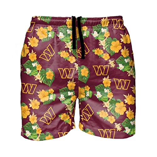 Image of FOCO NFL Mens NFL Team Logo Floral Hawaiian Swim Suit Trunks