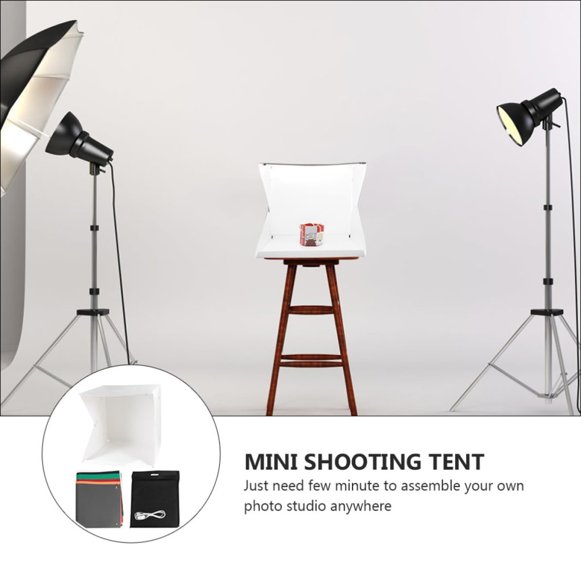 ULTECHNOVO Mini Tente de Shooting Photo Portable 40cm Éclairage LED Réglable, Fond Blanc en PVC et Polyester, Anti-Reflets pour Petits Produits et Gadgets