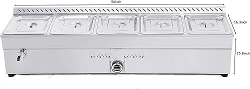 Miniatura 2 de INTBUYING Calentador de sopa de alimentos de propano comercial Bain-Marie Buffet Calentador de alimentos de comedor Buffet Calentador de vapor 110V