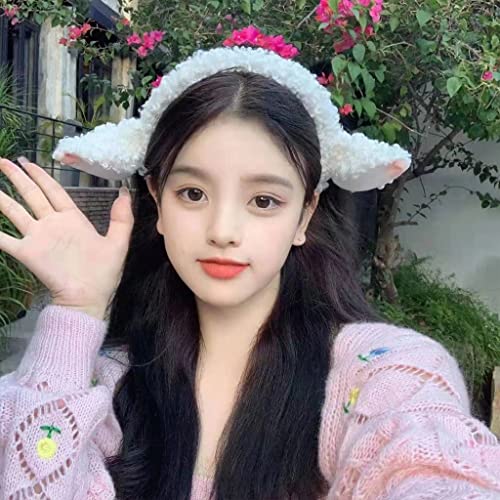 Cartoon Headbands, Soft Lamb Headband Animal Shape Plush Ears Hair Hoop for Washing Face Animal Hairbands Cartoon Costume2