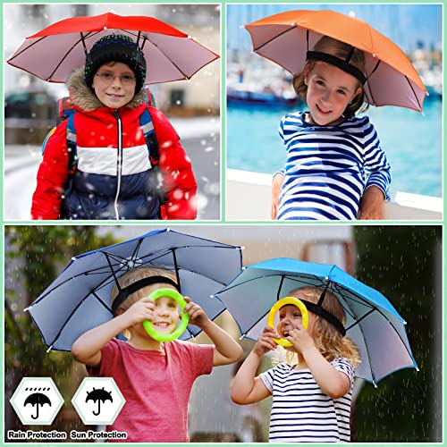Reginary 9 Pcs Rainbow Umbrella Hats 12.2 Inch Waterproof Kids Head Umbrella Funny Colorful Umbrella Cap With Elastic Band For Kid Beach Summer Party Fishing Headwear, Multicolor #TOP4