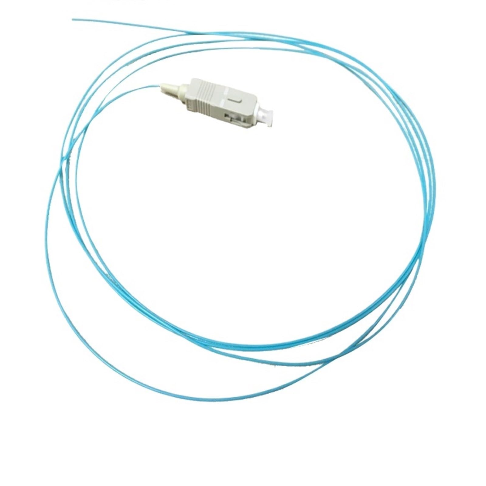 Pigtail de fibra óptica, SC/UPC multimodo 50/125 OM3 Simplex Aqua 0,9 mm 1,5 m, 50 unidades/lote