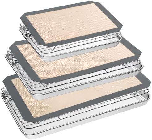 Amazon.com: Baking Sheet Tray Cooling Rack with Silicone Mat Set ...