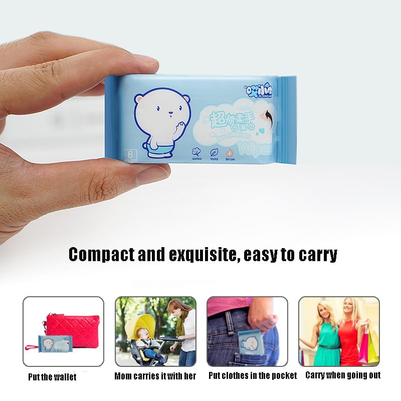 Miniatura 6 de Impossibly Compact Mini toallitas de limpieza de viaje, toallitas húmedas agradables a la piel, hipoalergénicas y sin perfume para adultos, niños y