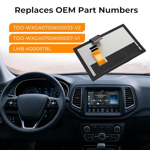 Image of 7 Inch LCD Display Touch Screen Digitizer Monitor Compatible with Jeep Compass 2017-2020 Compatible with Uconnect Replace TDO-WXGA0700K00033-V2 TDO-WXGA0700K00057-V1