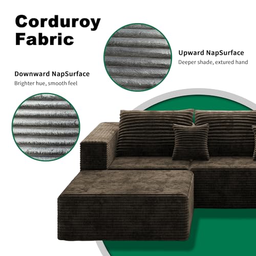 Image of 110 inch Modern Fabric Boneless Couch with Deep Seat, Sectional Couches for Living Room, Upholstered Cloud Sofa with 2 Ottoman, No Assembly Required (U Shaped Sofa)