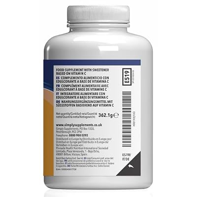 Vitamin C Chewable Tablets 1000 mg with Orange Flavour - 360 Tablets - Suitable for Vegans - Supply for 1 Year - Simply Supplements