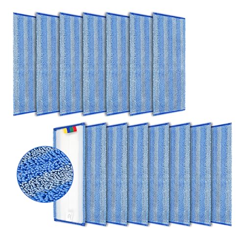 Image of 15 Pack Replacement Microfiber Mop Pad - Universal 17-18 inch Heavy Duty Reusable Refill - Thick Commercial Cleaning Pad for Wet & Dry Use - 18in Flat Mop Head (Trapezoid)