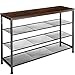 tectake 800952 Schuhregal schmal mit Ablagefläche, Schuhbank aus Holz Metall, Industrie-Design, 4 Ebenen mit 3 Gitterablagen, 100 x 30,5 x 72,5 cm, schwarzes Metallgestell (Dunkelbraun | Nr. 404287)