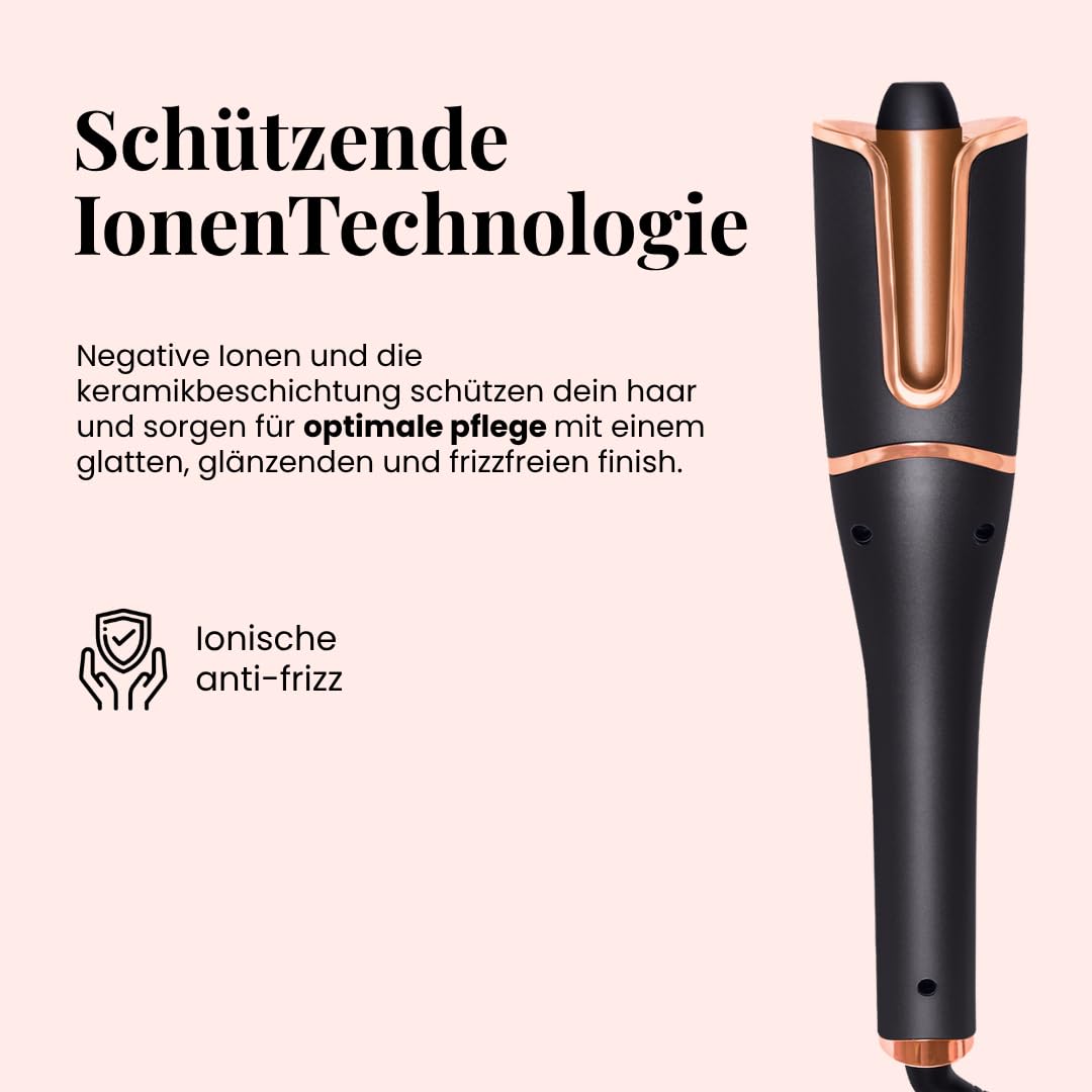 5-in-1 Automatischer Lockenstab – Haarlockenstab mit Keramik-Ionen-Technologie, 2-Wege-Rotation, 6 Temperatureinstellungen, 360°-Drehkabel, Sicherheits-Autoabschaltung