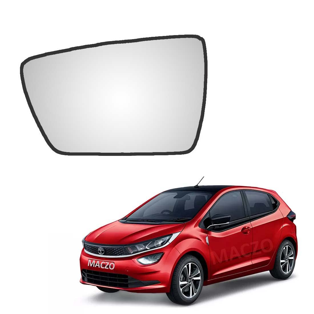 MACZO - orvm Left (Passenger) Side Rear View Mirror Glass for Tata Altroz 2020-2024 Model