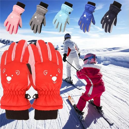 Guantes para niños de esquí impermeables con dibujos animados 4