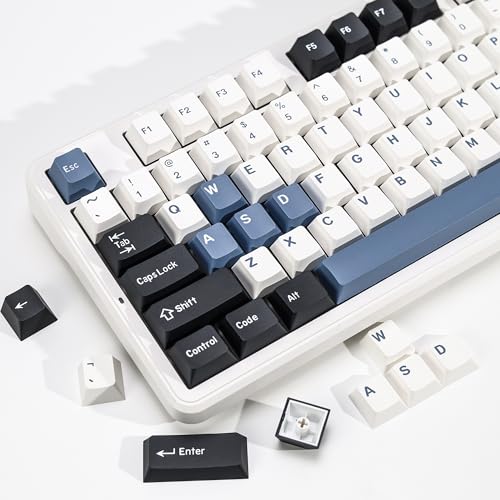 KBDiy Arctic PBT - Juego de teclas de doble disparo, 176 teclas, retro, color azul, personalizado, 60% teclas de perfil cerezo para teclado mecánico...