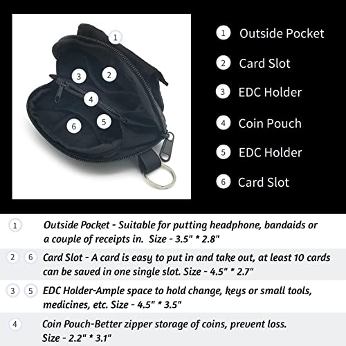 EDC Coin Pouch for Men with Panda Keychain Hooks Waterproof Nylon Zipper Wallet with Side Pocket Dinosaur Pin For Boy3