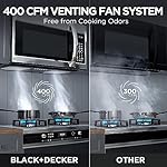 BLACK+DECKER EM044KB19 Over The Range Microwave Oven with One Touch, 1000 Watts, 400 CFM and Sensor Cooking, OTR 1.9 Cu.ft - Image 3