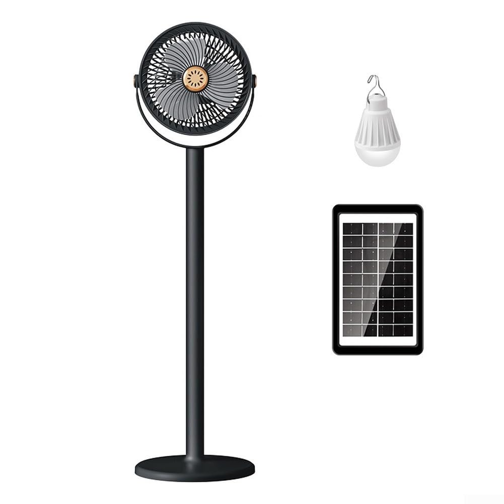Ventilatore da Terra Portatile con 5 impostazioni di velocità, 4000 mAh, Ricaricabile, ad energia Solare, Pieghevole, con Rotazione Verticale a 360°, USB/Tipo-C Ventilatore da Tavolo da