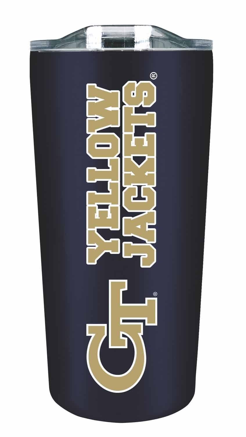Campus Colors NCAA Stainless Steel Tumbler perfect for Gameday - 18 oz - Double Walled - Keeps Drinks Perfectly Insulated (Georgia Tech Yellowjackets - Navy)