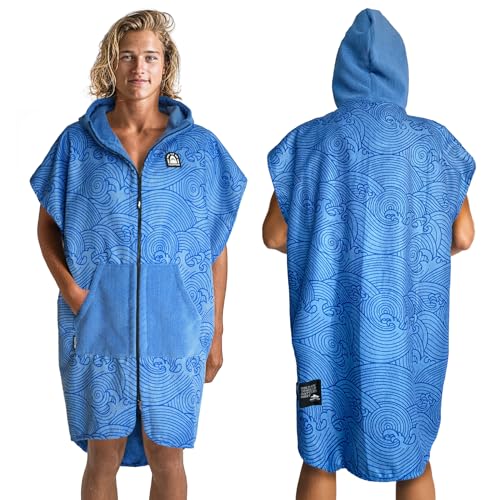 Pilotfish Surf Poncho Changing Robe Towel - Hooded, Zippered Towel Poncho for Beach, Surfing,...