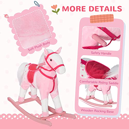image for Qaba Kids Rocking Horse Plush Ride On Toy Toddler Rocker for Boys Girl