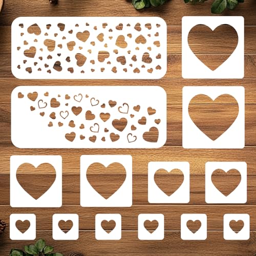 ORIGACH 14 pochoirs cœurs peinture bois murs