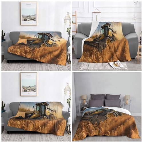 Plaid tracteur agricole en flanelle pour vos soirées cocooning sur le canapé et camping