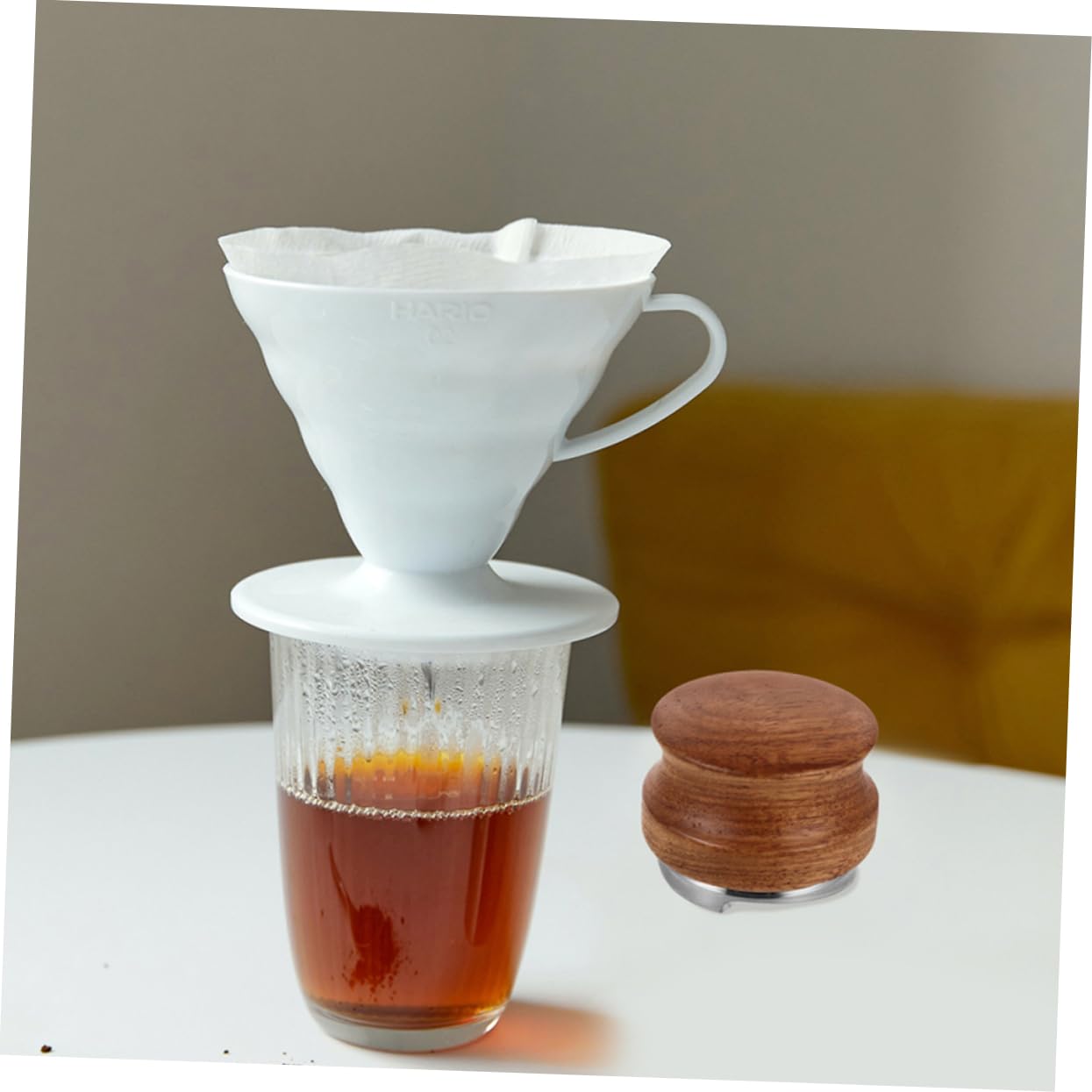 NUOBESTY Prensador De Polvo Huanghuali Con Mango De Madera De Peral y Base De Acero Inoxidable Herramienta Manual Para Prensar Espresso Accesorios Para Cafeterías