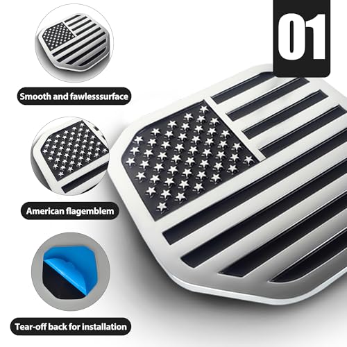 Image of Rear Tailgate Emblem for 2019-2024 RAM 1500 2500 3500, Matte Black American Flag Back Tailgate Badge Logo (Silver)