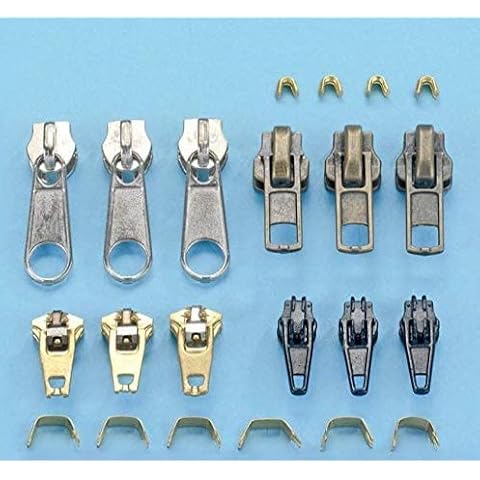 HomeZone Zipper Repair Kit - Zipper Replacement Accessories Zipper, Handy Tool Kit Dressmaking Clothing Zip Parts Slider Instant DIY Fix Kit for Clothing Jackets Purses Luggage Backpacks- Set of 22 Cover