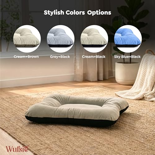Image of Dog Bed Small Size 60 x 70 cm | Reversible Premium Velvet Black & Cream Pet Bed | Soft, Washable & Durable Bed for Dog and Cat for Everyday Comfort & Relaxation