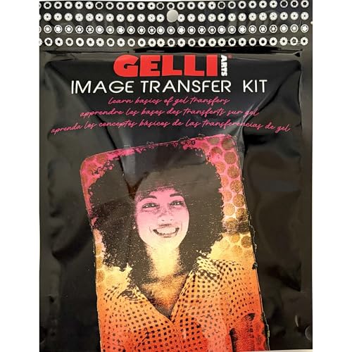 Gelli Arts Image Transfer Kit for Crafting Transfer Kit Gelli Plate Set with Roller Acrylic Paints & Laser Images for Mixed Media Journaling Collage & Printmaking Art 1 Gel Printing Plate