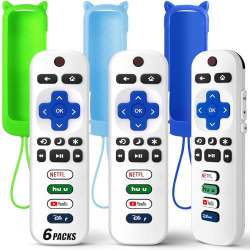 Paquete de 3 controles remotos de repuesto solo para Roku TV con funda protectora de silicona suave (brilla en la oscuridad), control remoto universal para TCL/Onn/Hisense/Sharp/Element/Philips Roku