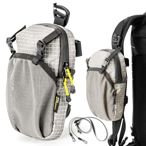 HIKEMAN Backpack Shoulder Strap Pouch - Smartphone Strap Pack Waterproof Backpack Strap Pocket Attachment Bag for Hikers Small Crossbody Bag Waist Pack for Sports Hiking Camping(Grey)