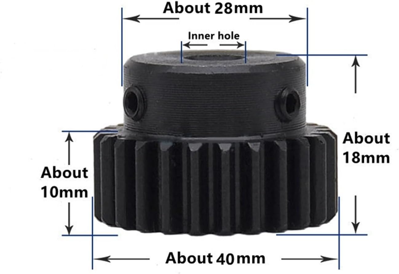 Spur Gear 1M 38 Teeth 45# Steel Blackened Boss Inner Hole 6/8/10/12/14/15mm 10/11Pcs(10PCS 1m38T,Hole 6)