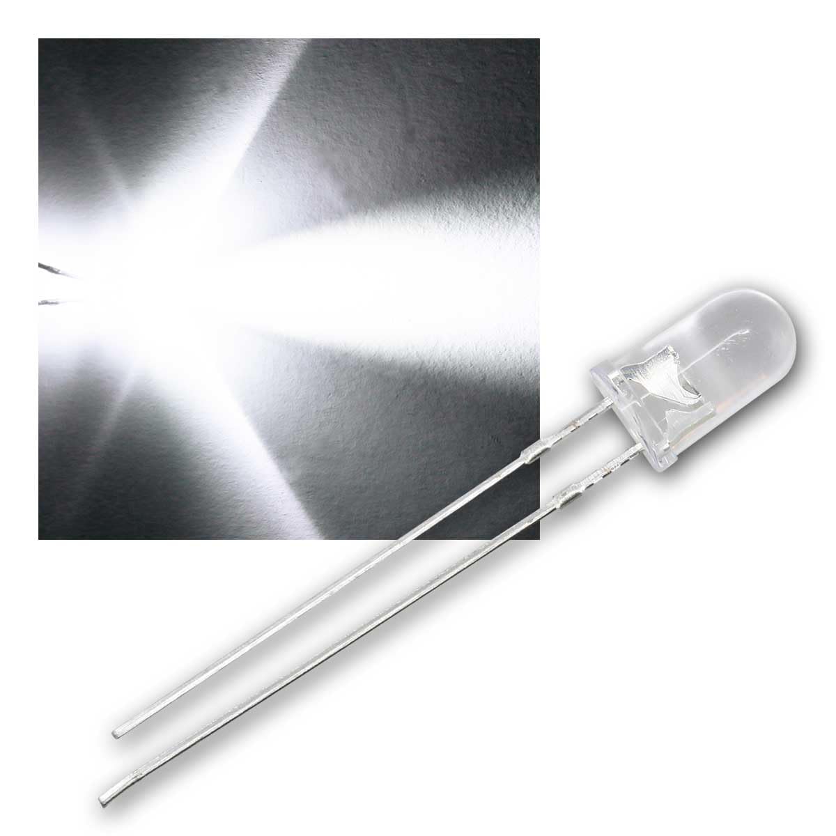 1000 LED 5mm Luce Diurna Trasparente Tipo WTN-3-20000nw, diodo emettitore di Luce, cablato, diodo Luminoso, Come componente