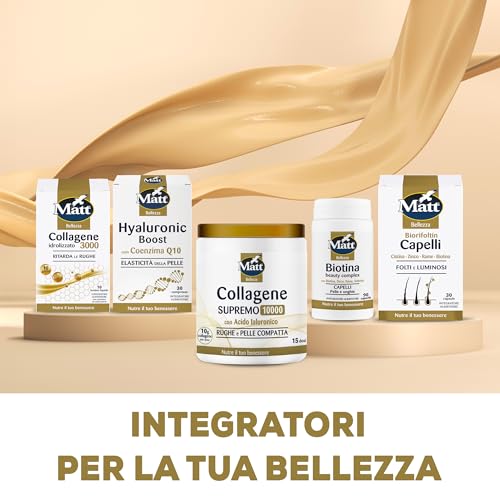 Matt - Integratore Collagene Idrolizzato 3000 - Ritarda le Rughe, Arricchito con Rame e zinco - 10 Bustine Liquide (100 ml) - Immagine 4