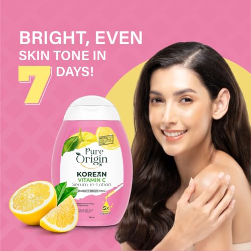 Image of Pure Origin Korean Vitamin C Bright Boosting Body Lotion (Pack of 2) | For Brighter, Glowing Skin and moisturized skin | For women and men | 600 ml