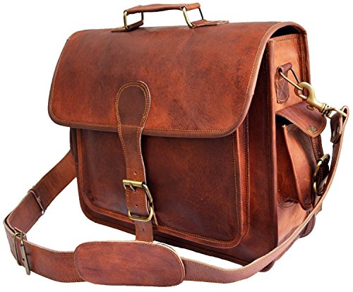 ANUENT Leather Bags Vintage Leather Laptop Bag Messenger Handmade Briefcase Crossbody Shoulder Bag (12 x 16 Inches)