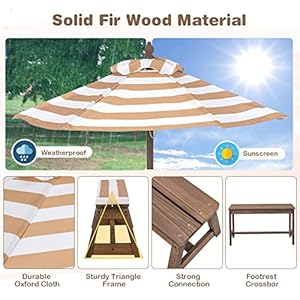 Honeyjoykidspicnictableoutdoorwoodentablebenchsetwremovablecushionsandumbrellastripefabricchildrenbackyardfurnitureforpatiogardengiftfortoddlerboysgirlsage3coffee Urban Country Home Decor Honey joy kids picnic table outdoor wooden table bench set wremovable cushions and umbrella stripe fabric children backyard furniture for patio garden gift for toddler boys girls age 3coffee urban country home decor