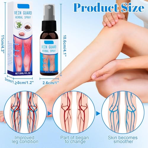 Timilk VeinGuard Kräuterspray, Krampfadern-Beruhigendes Spray, 30ml Professional Veinhealing Krampfadern Spray, Vein Guard Kräuter Spray, Veinhealing Varicose Veins Spray for Legs (A)