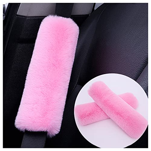 SSNNUU 2PCS Fluffy Car Seatbelt Covers - Soft&Comfortable Plush Seat Belt Cushion Protects Shoulder - Universal Seat Belt Covers for Adults or Children Fits Car Truck SUV Van RV (Pink/2pcs)