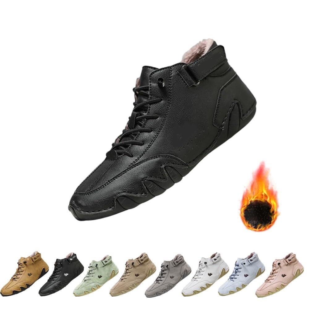 Tenis ortopédicos con soporte de arco para hombres y mujeres, botas de nieve cálidas de forro polar de invierno, gamuza italiana hecha a mano, zapatos ortopédicos de invierno impermeables,