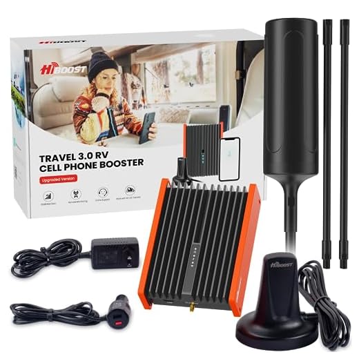 HiBoost Cell Phone Signal Booster for RV | High Power RV 3.0 Booster Kit | 4G & 5G LTE | Camper Trailer Portable Cellular Hotspot Signal Booster All U.S.Carriers Verizon,AT&T,T-Mobile,FCC Approved