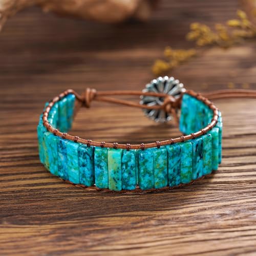 Image of Plumiss Women Boho Handmade Natural Stone Crystal Leather Bead Wrap Bracelets Collection